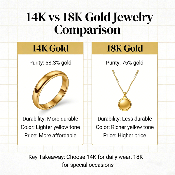 14K and 18K Gold Jewelry Comparison