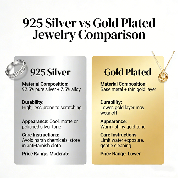 925 Silver vs Gold Plated Jewelry Comparison