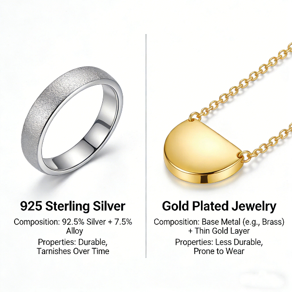 925 Sterling Silver and Gold Plated Jewelry Differences