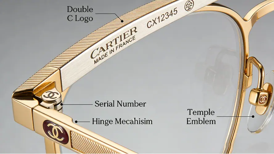 Close-up Details to Authenticate Real Cartier Glasses