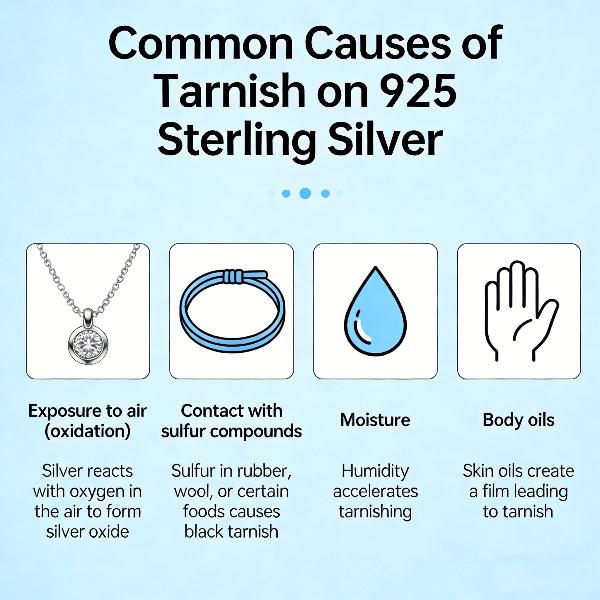 Common causes of tarnish on 925 sterling silver