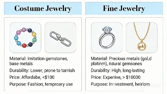 Costume jewelry vs fine jewelry simple comparison