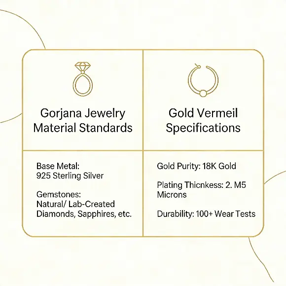 Gorjana jewelry material standards and gold vermeil specifications