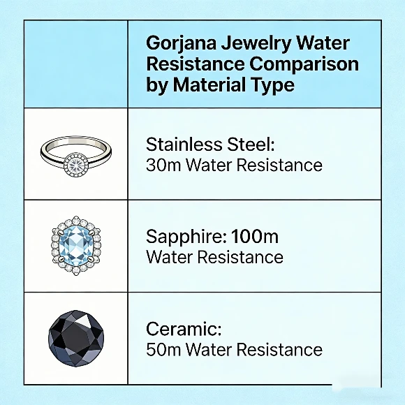 Gorjana jewelry water resistance by material type comparison