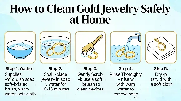 How to clean gold jewelry safely at home