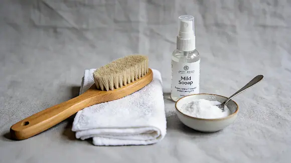 Jewelry cleaning tools soft brush soft cloth mild soap baking soda