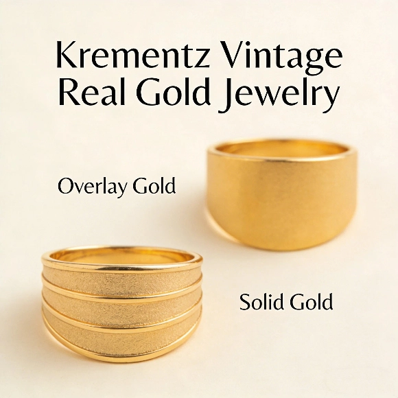 Krementz vintage real gold jewelry overlay and solid gold examples