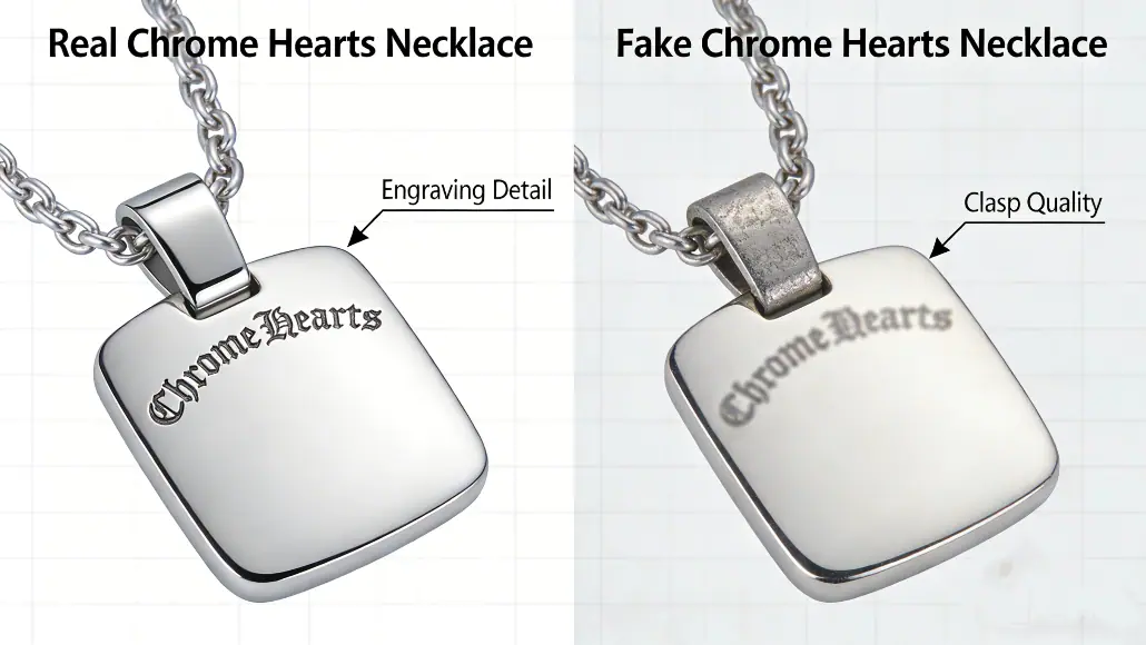 Real vs Fake Chrome Hearts Necklace Comparison