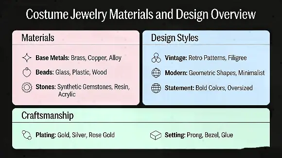What is costume jewelry materials and design overview