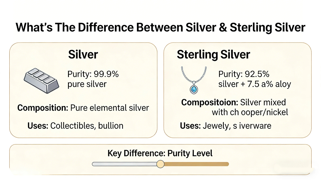What’s The Difference Between Silver & Sterling Silver