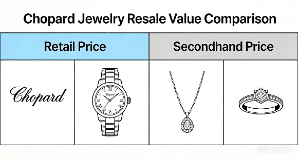 Chopard jewelry resale value chart comparing retail and secondhand prices