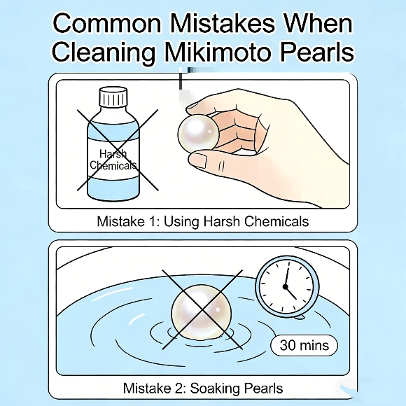 Common mistakes when cleaning Mikimoto pearls