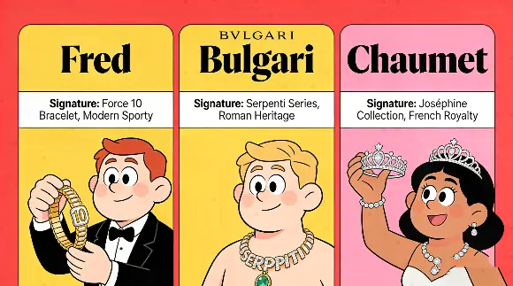 Comparison chart of Fred vs other LVMH jewelry brands Bulgari Chaumet