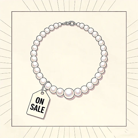 Does Mikimoto ever go on sale cover with Mikimoto classic pearl strand and sale tag