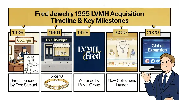 Fred Jewelry 1995 LVMH acquisition timeline with key brand milestones