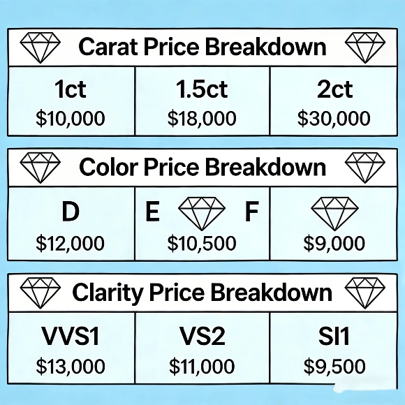 Graff diamonds price breakdown by carat, color, and clarity