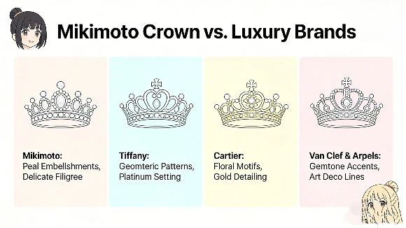 How much is the Mikimoto crown comparison infographic with other luxury brands