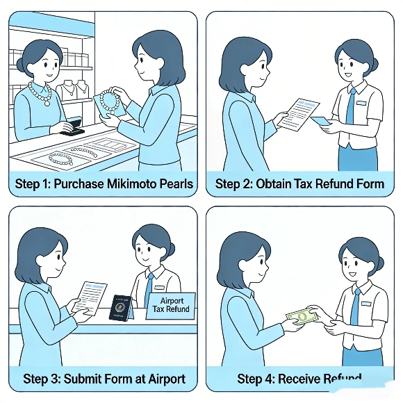 Japan tax refund process for Mikimoto pearl shoppers