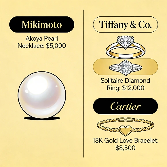 Mikimoto luxury pricing comparison with other high-end jewelry brands