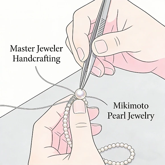 Mikimoto master jeweler handcrafting pearl jewelry details