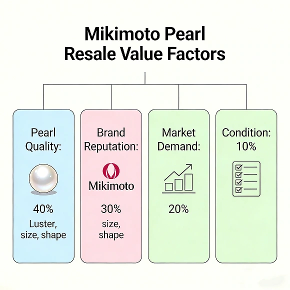 Mikimoto pearl resale value factors and percentage breakdown