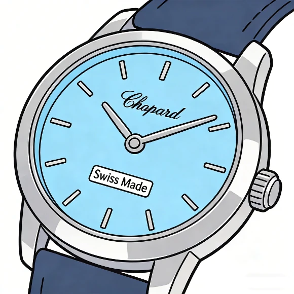 Swiss Made certification label on a Chopard timepiece