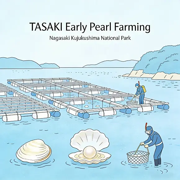 TASAKI early pearl farming in Nagasaki Kujukushima National Park