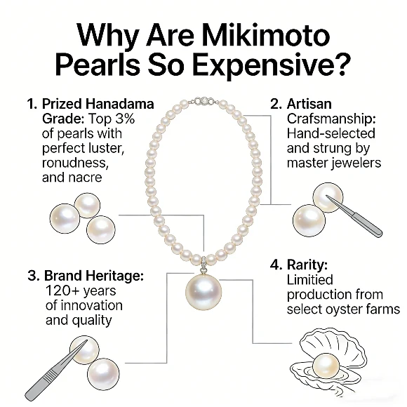 Why are Mikimoto pearls so expensive luxury pearl cover with Mikimoto Hanadama strand