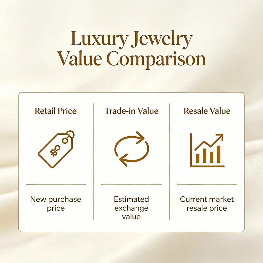 Cartier jewelry resale value vs official trade-in price comparison chart 2026