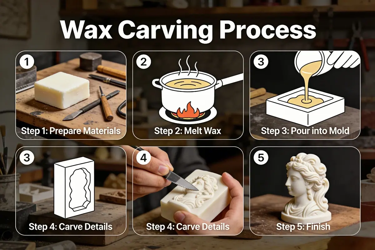 Detailed wax carving process for John Hardy luxury jewelry in the Bali design studio