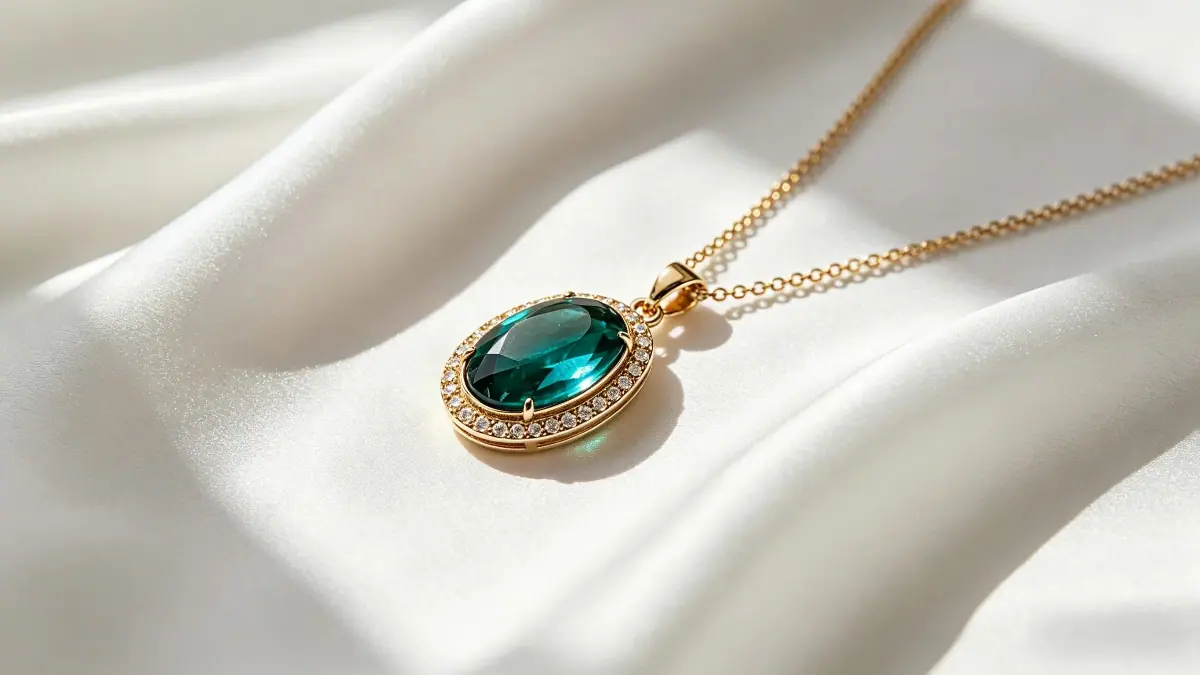 Kendra Scott Elisa pendant necklace with 14k gold plating on white silk