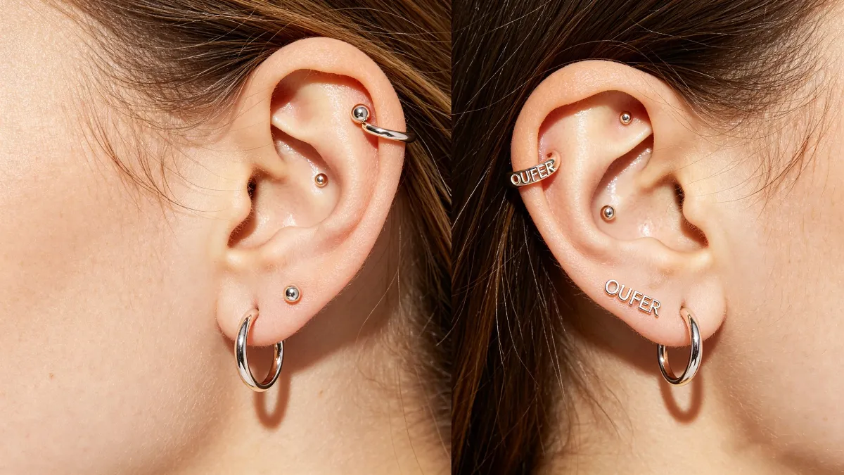OUFER body jewelry styles for rook and conch piercings