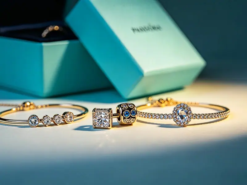 Comparison of fashion jewelry brands Pandora and Swarovski against high-end luxury brand Tiffany and Co