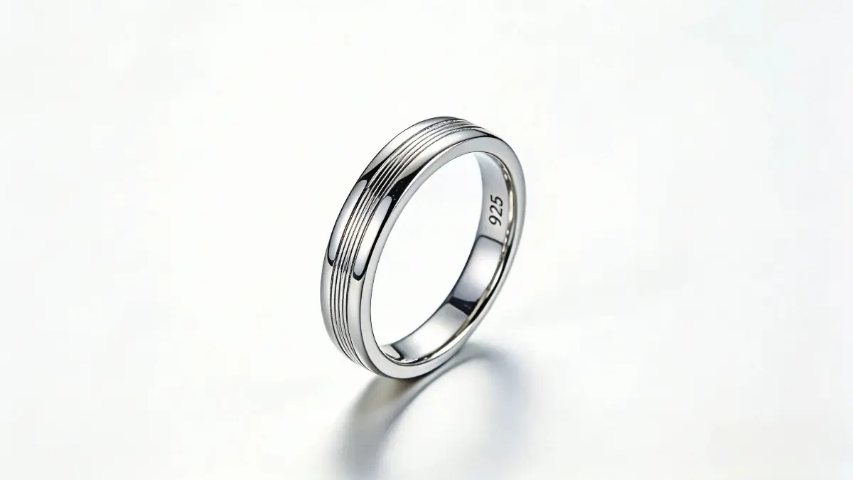 Polished 925 sterling silver ring showing professional care results