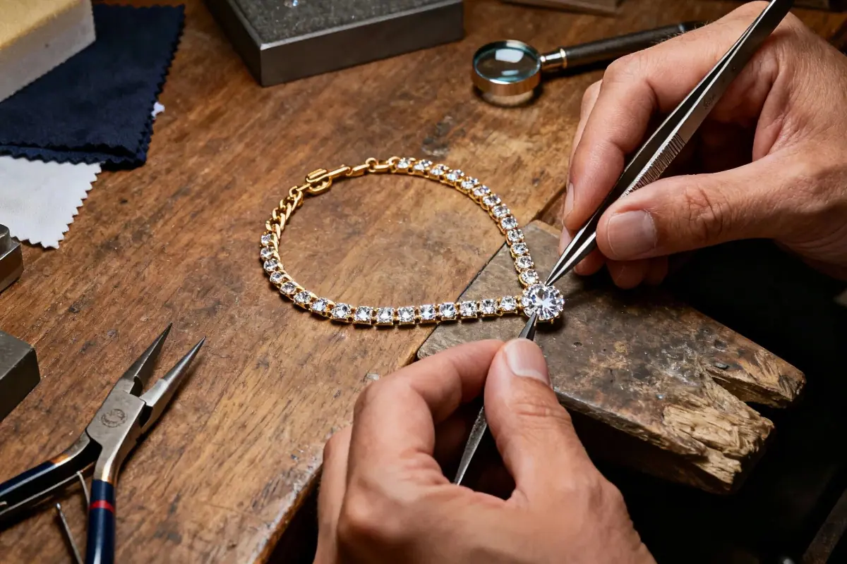 Master jeweler handcrafting Messika high jewelry in Parisian atelier